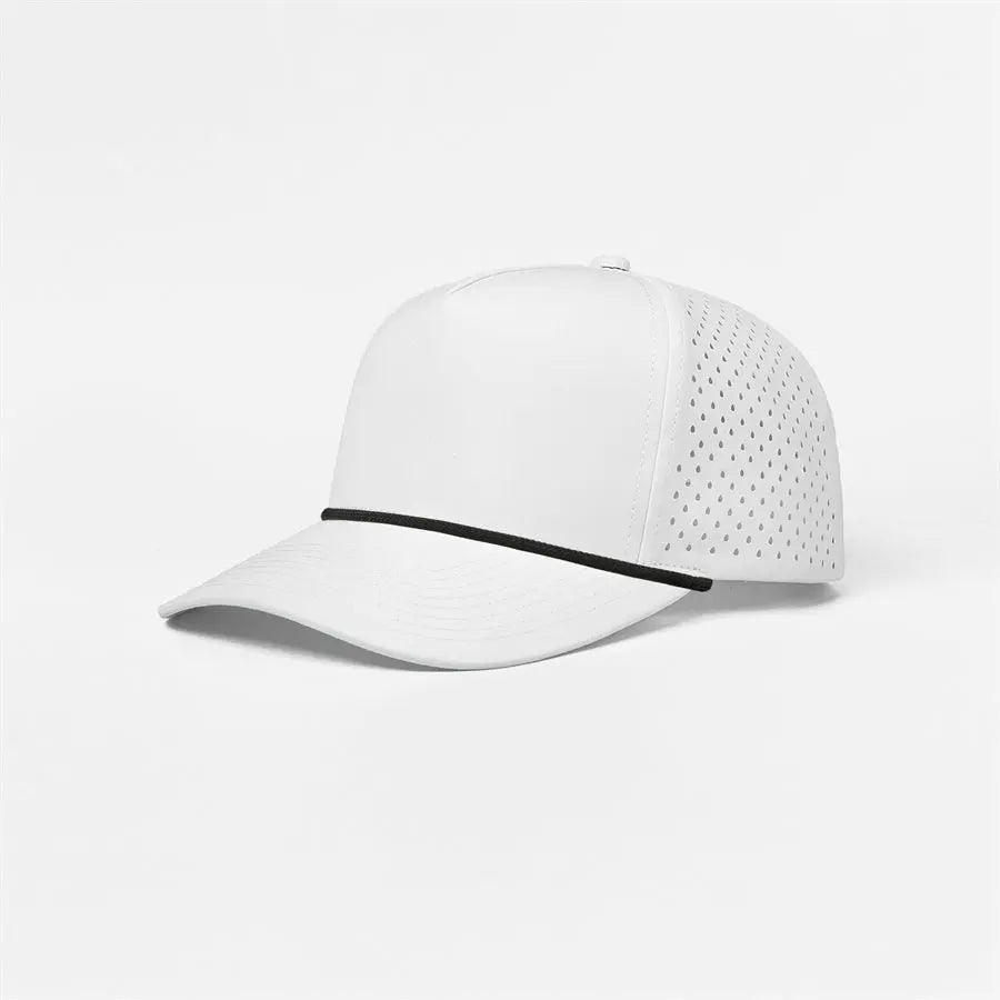 Foremost 6526P - 5 Panel Laser Performance Rope Hat – White K178-12 - Customized with Your Logo