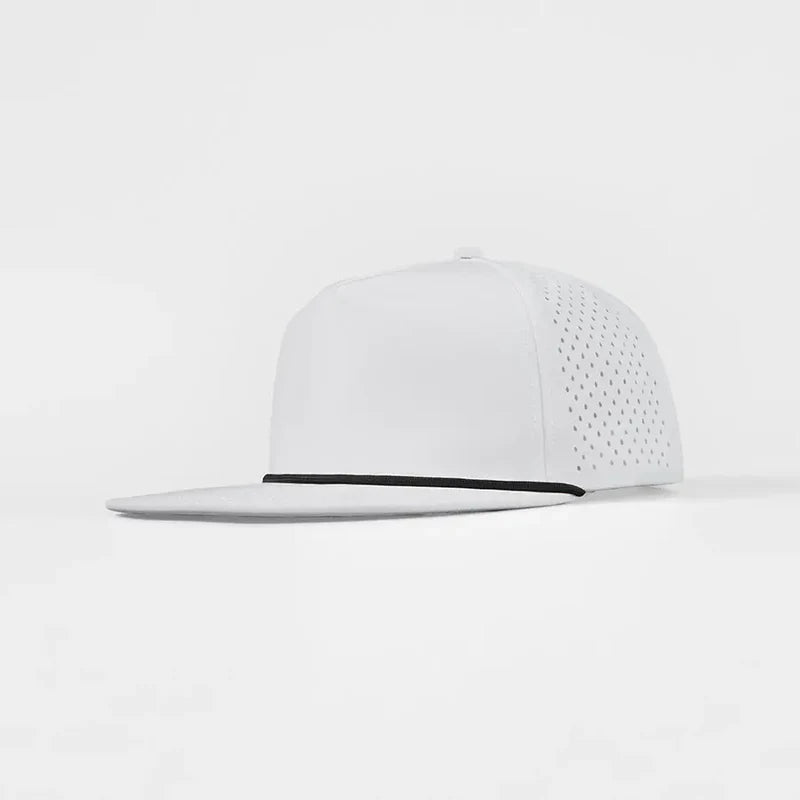 Foremost 5015P Perf 5-Panel Umpqua Rope Hat – White K106-1 - Customized with Your Logo