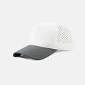 Foremost 6526 - 5 Panel Laser Performance Hat – White+Charcoal - Customized with Your Logo