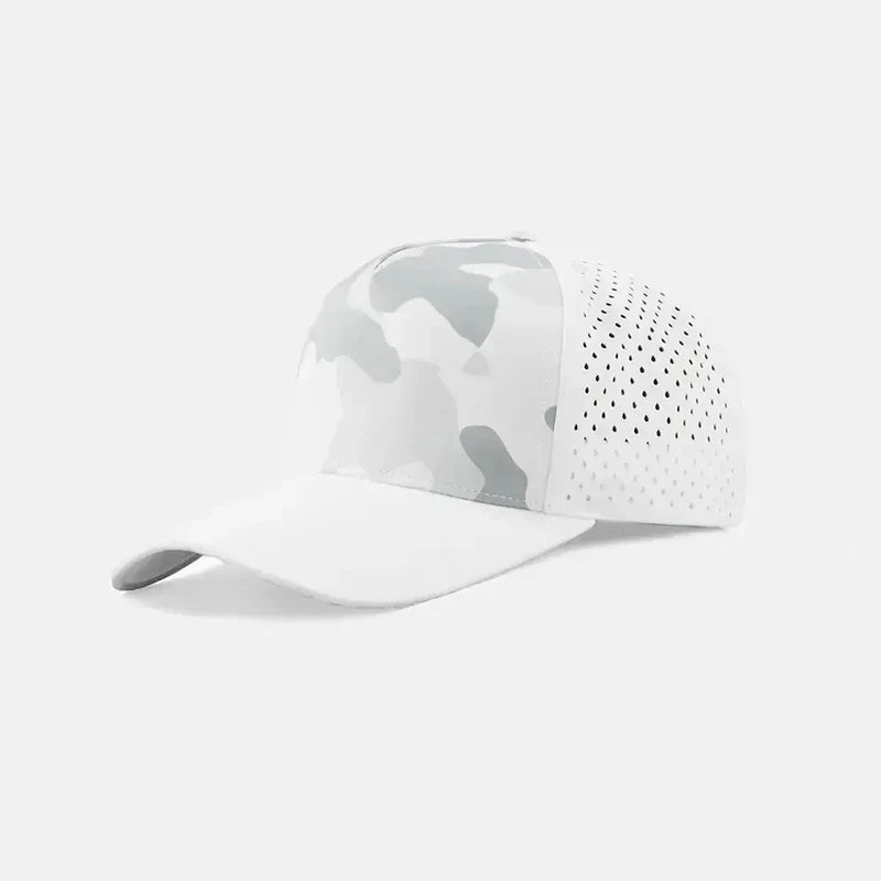 Foremost 6526 - 5 Panel Laser Performance Hat – Snow Camo - Customized with Your Logo