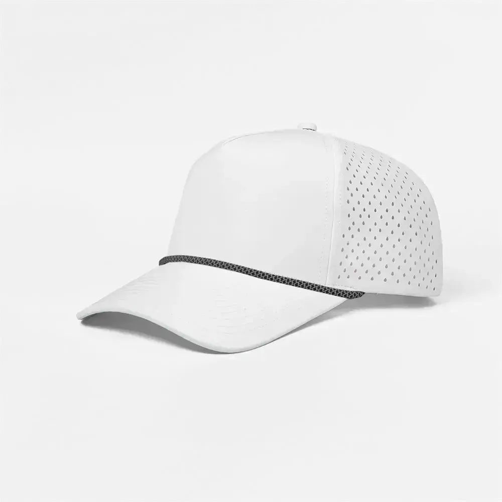 Foremost 6526P -5 Panel Laser Performance Rope Hat – White K190-1 - Customized with Your Logo