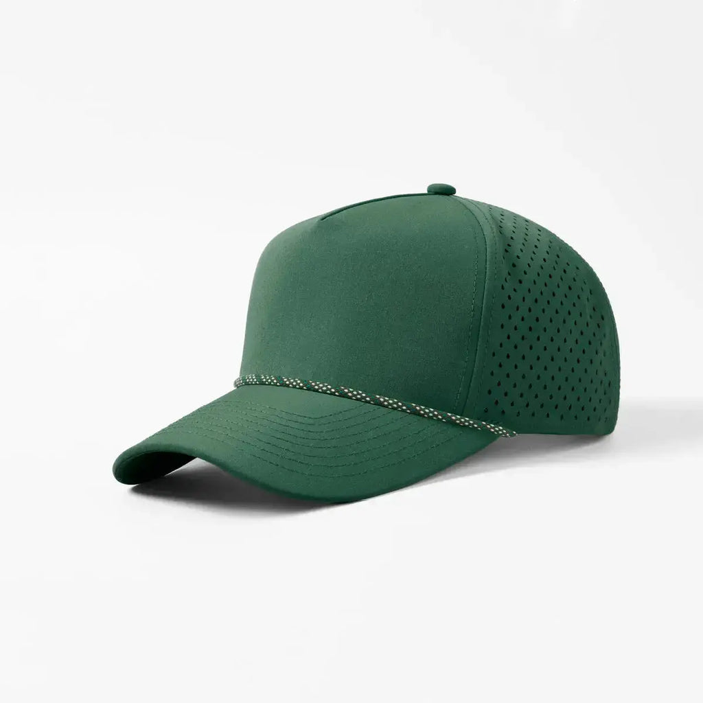 Foremost 6526P - 5 Panel Laser Performance Rope Hat – D.Green K126-5 - Customized with Your Logo