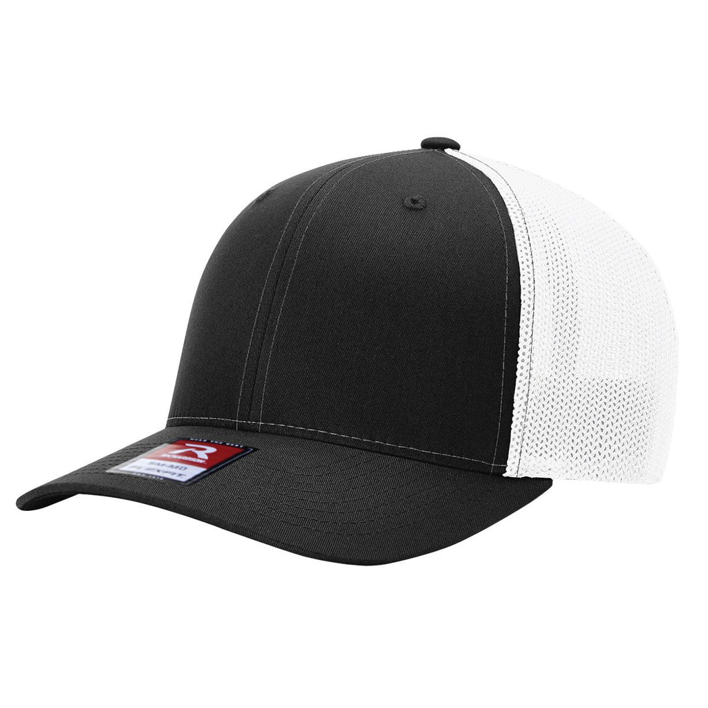 Richardson 110 R-Flex Trucker Cap (Flex Fitted) – Black/White - Customized with Your Logo