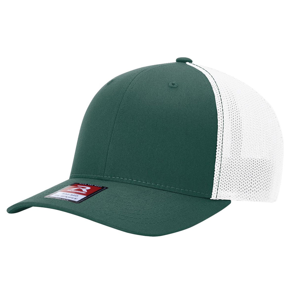 Richardson 110 R-Flex Trucker Cap (Flex Fitted) – Dark Green/White - Customized with Your Logo