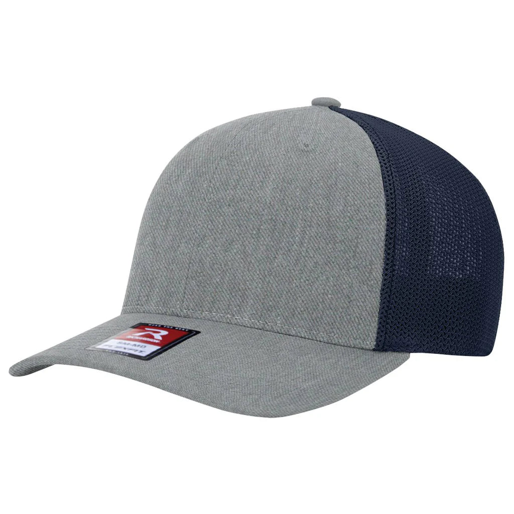 Richardson 110 R-Flex Trucker Cap (Flex Fitted) – Heather Grey/Navy - Customized with Your Logo