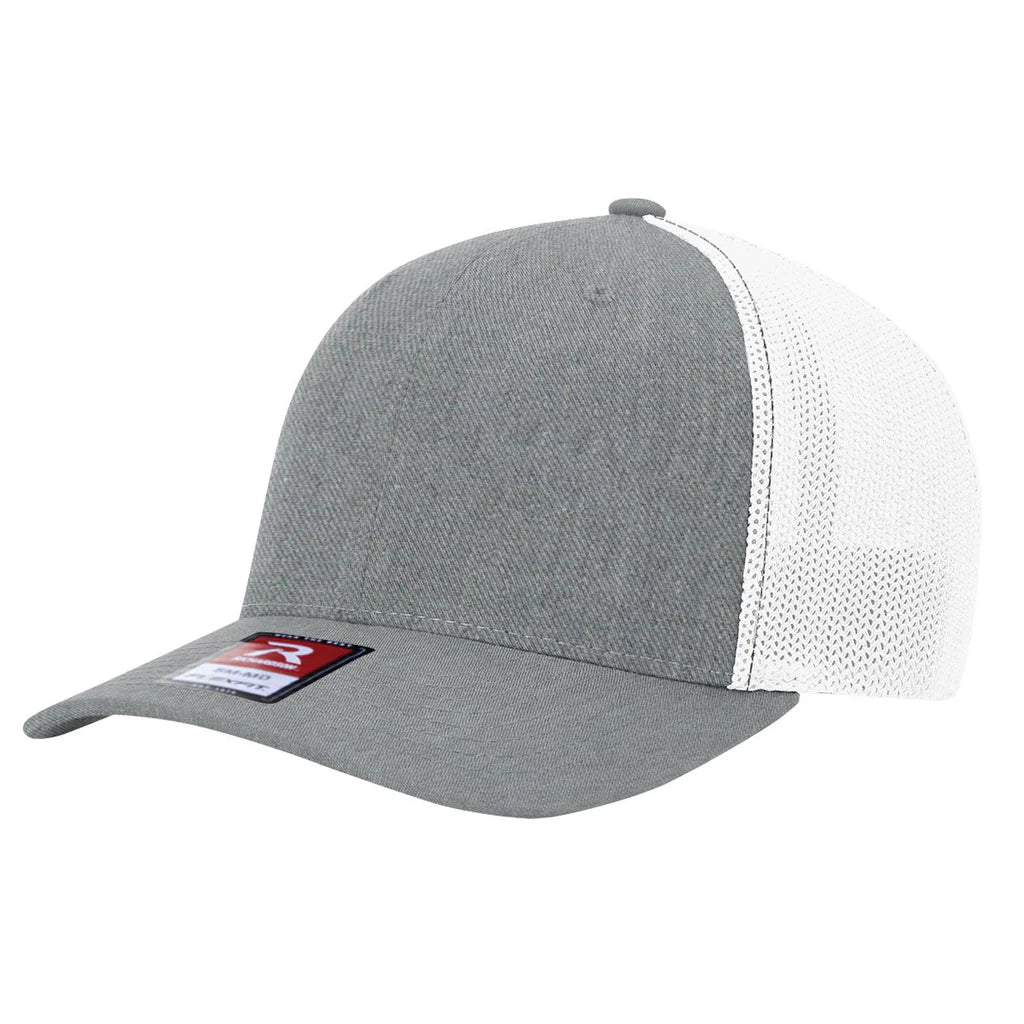 Richardson 110 R-Flex Trucker Cap (Flex Fitted) – Heather Grey/White - Customized with Your Logo