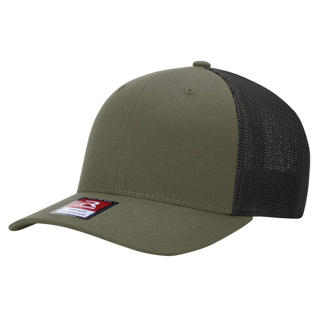 Richardson 110 R-Flex Trucker Cap (Flex Fitted) – Loden/Black - Customized with Your Logo