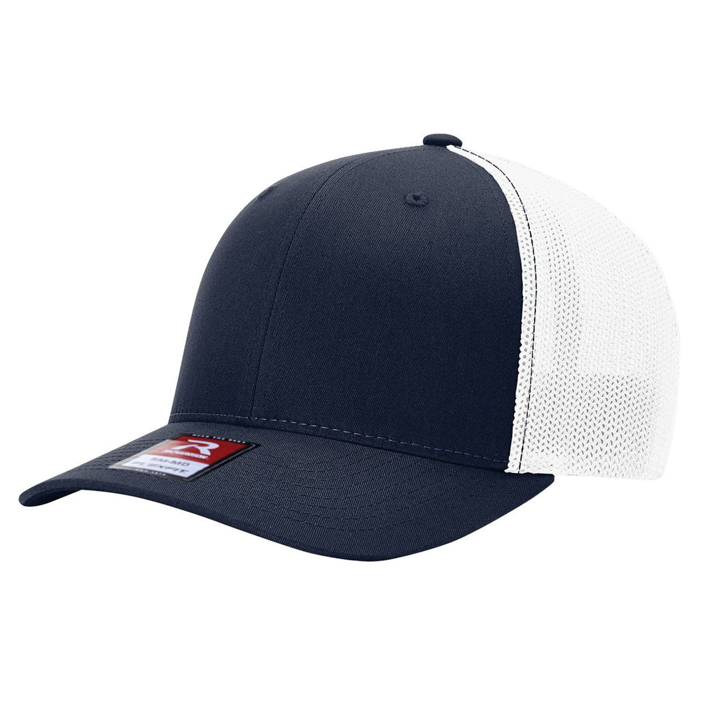 Richardson 110 R-Flex Trucker Cap (Flex Fitted) – Navy/White - Customized with Your Logo