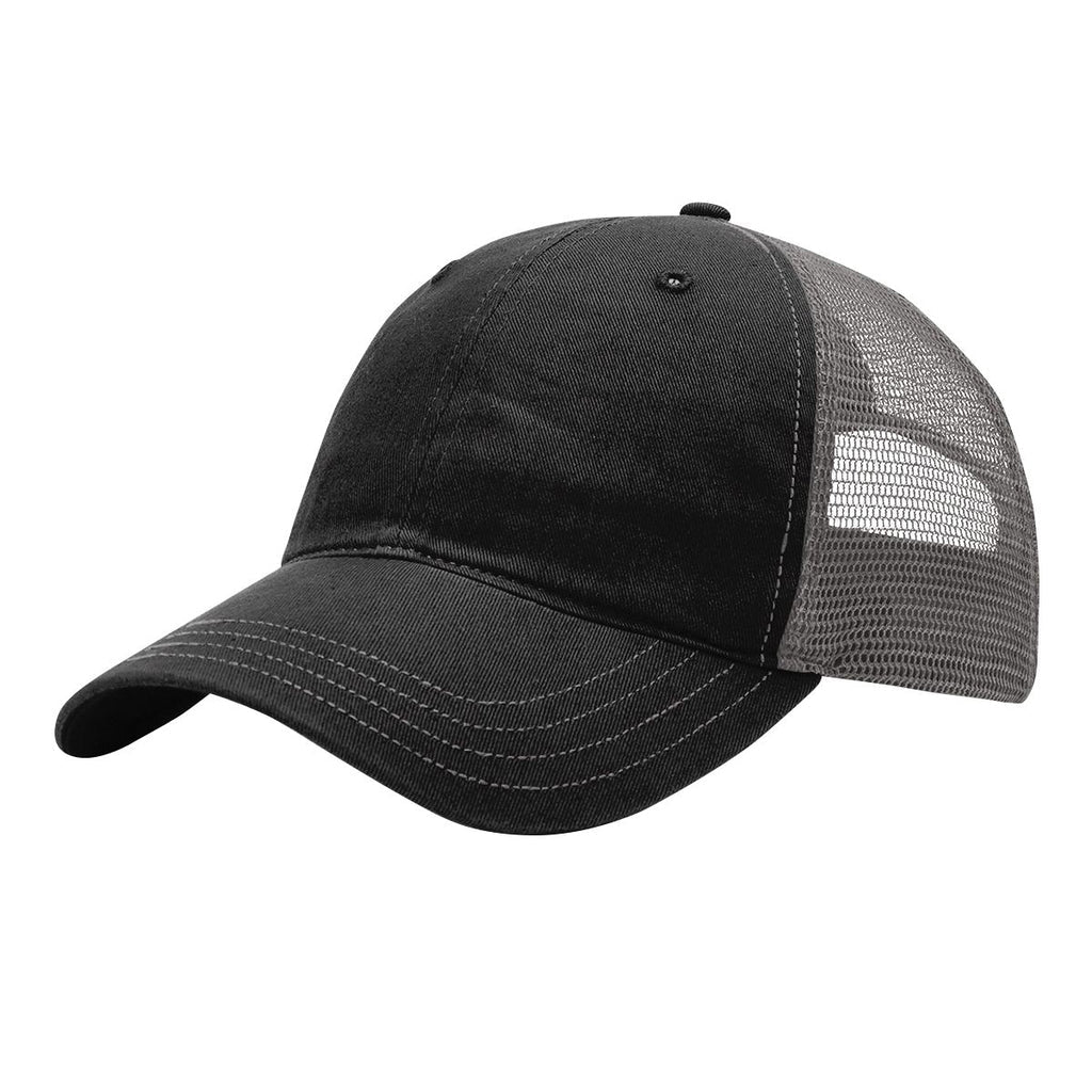 Richardson 111 Garment Washed Trucker Hat –  Black/Charcoal - Customized with Your Logo