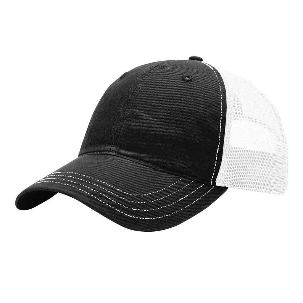 Richardson 111 Garment Washed Trucker Hat –   Black/White - Customized with Your Logo