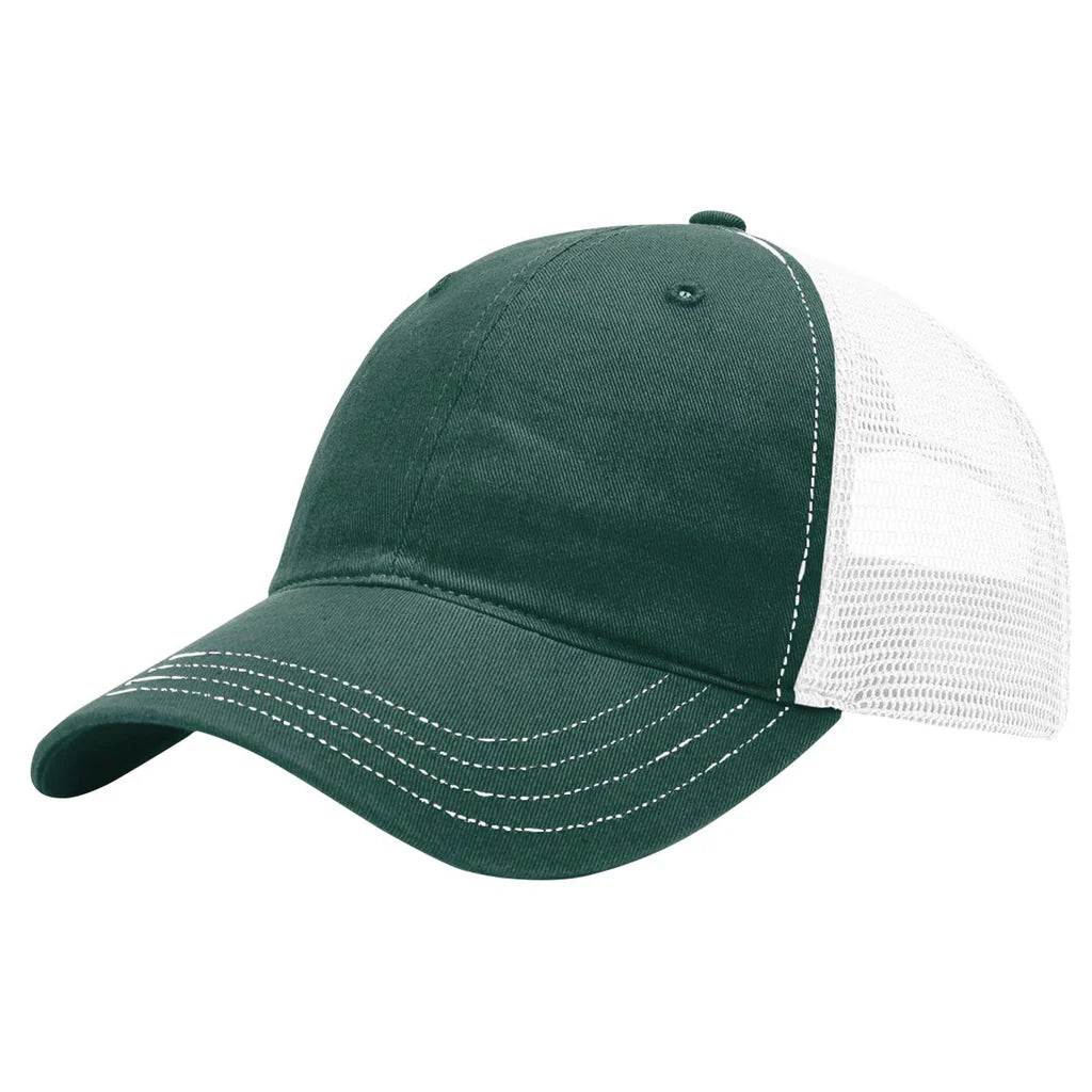 Richardson 111 Garment Washed Trucker Hat – Dark Green/White - Customized with Your Logo