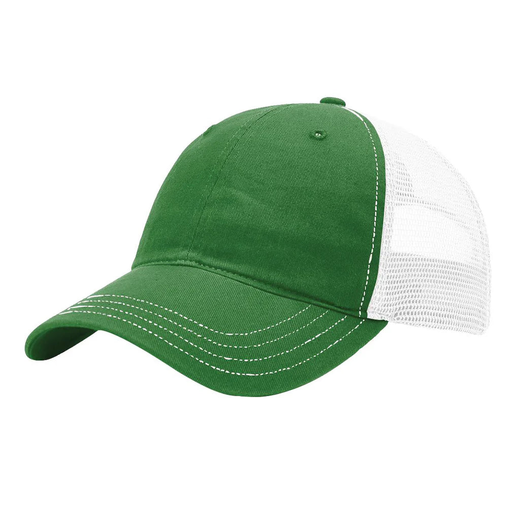 Richardson 111 Garment Washed Trucker Hat – Kelly/White - Customized with Your Logo
