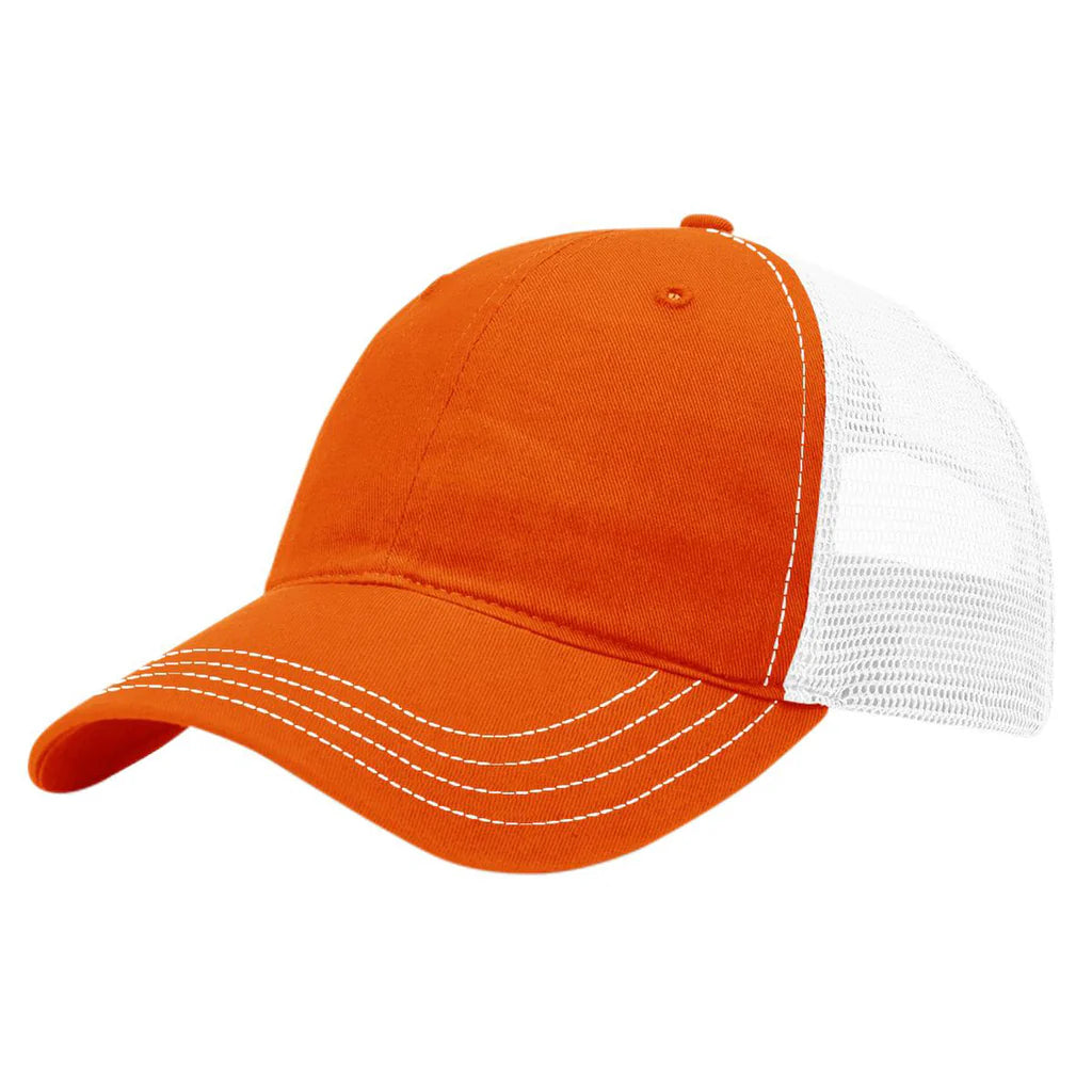 Richardson 111 Garment Washed Trucker Hat – Orange/White - Customized with Your Logo