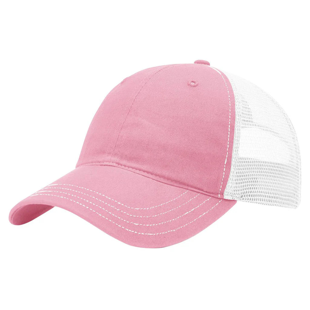 Richardson 111 Garment Washed Trucker Hat – Pink/White - Customized with Your Logo