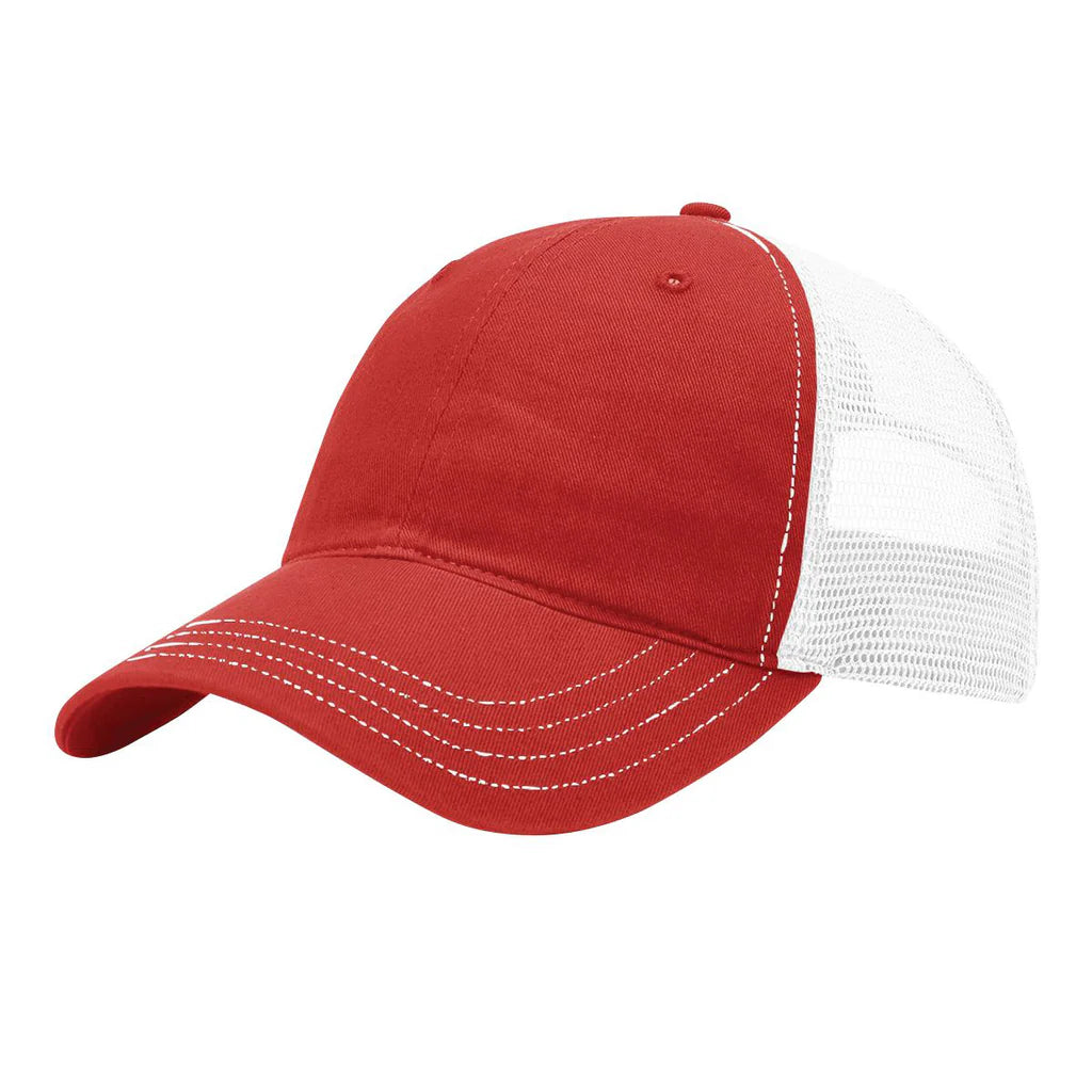 Richardson 111 Garment Washed Trucker Hat – Red/White - Customized with Your Logo