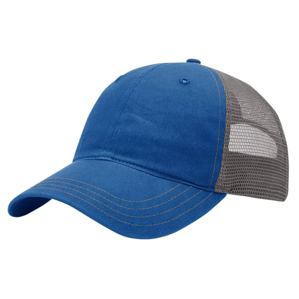 Richardson 111 Garment Washed Trucker Hat – Royal/Charcoal - Customized with Your Logo