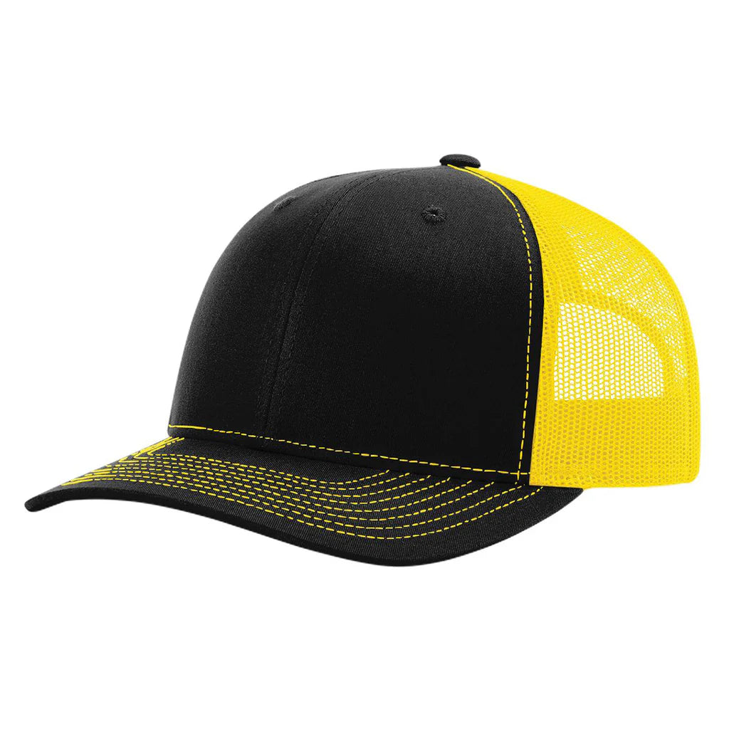 Richardson 112 Classic 6-Panel Trucker Hat – Black/Yellow - Customized with Your Logo