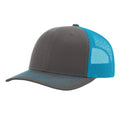 Richardson 112 Classic 6-Panel Trucker Hat – Charcoal/Neon Blue - Customized with Your Logo