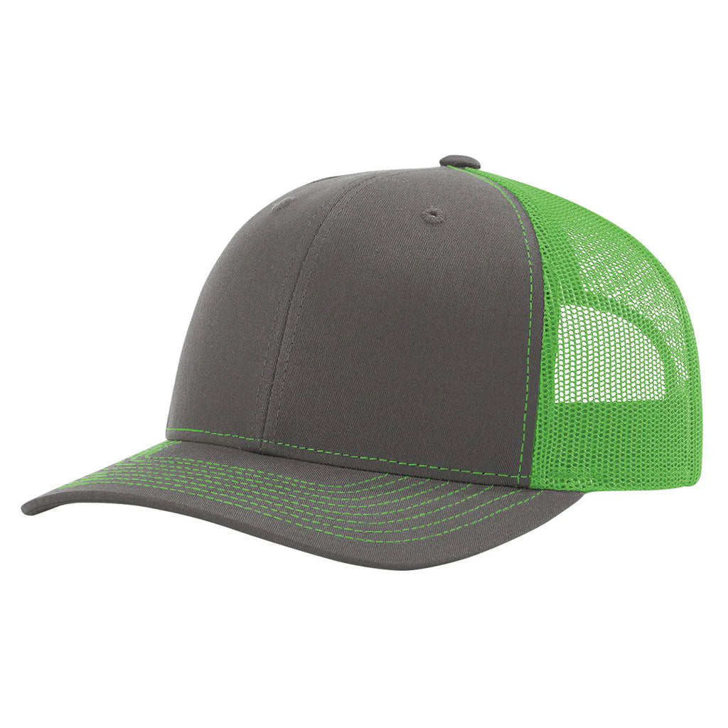 Richardson 112 Classic 6-Panel Trucker Hat – Charcoal/Neon Green - Customized with Your Logo