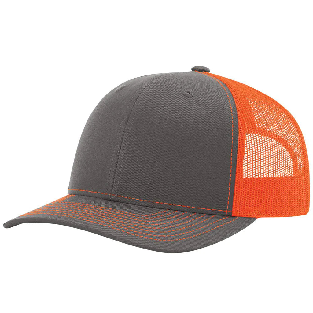 Richardson 112 Classic 6-Panel Trucker Hat – Charcoal/Neon Orange - Customized with Your Logo