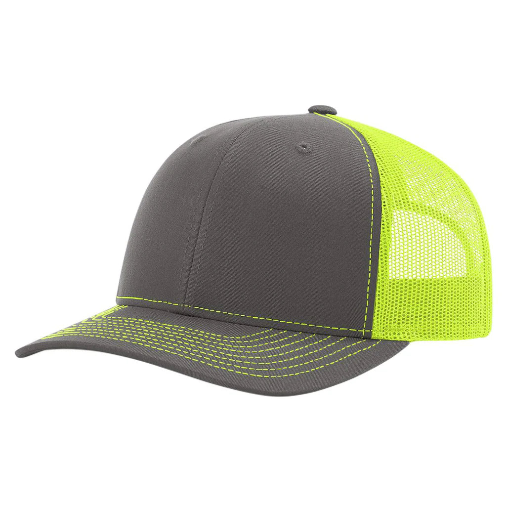 Richardson 112 Classic 6-Panel Trucker Hat – Charcoal/Neon Yellow - Customized with Your Logo
