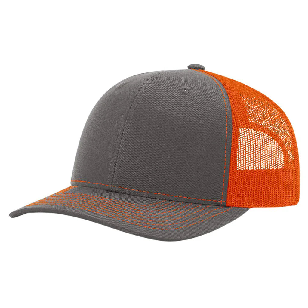 Richardson 112 Classic 6-Panel Trucker Hat – Charcoal/Orange - Customized with Your Logo