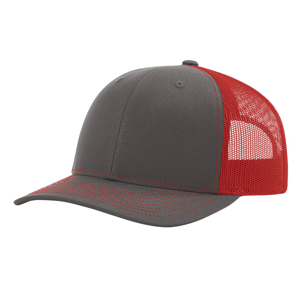 Richardson 112 Classic 6-Panel Trucker Hat –  Charcoal/Red - Customized with Your Logo