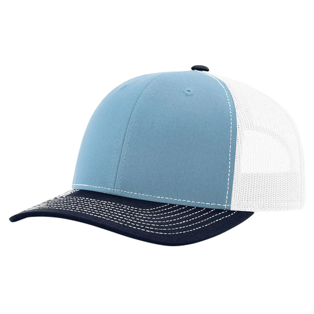 Richardson 112 Classic 6-Panel Trucker Hat –  Columbia Blue/White/Navy - Customized with Your Logo