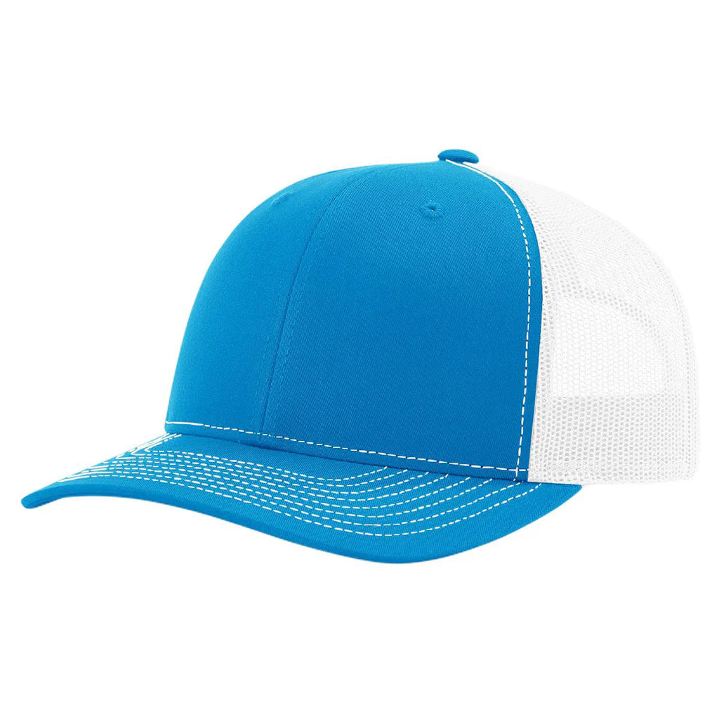 Richardson 112 Classic 6-Panel Trucker Hat – Cyan/White - Customized with Your Logo