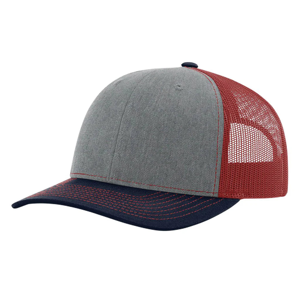 Richardson 112 Classic 6-Panel Trucker Hat – Heather Grey/Cardinal/Navy - Customized with Your Logo
