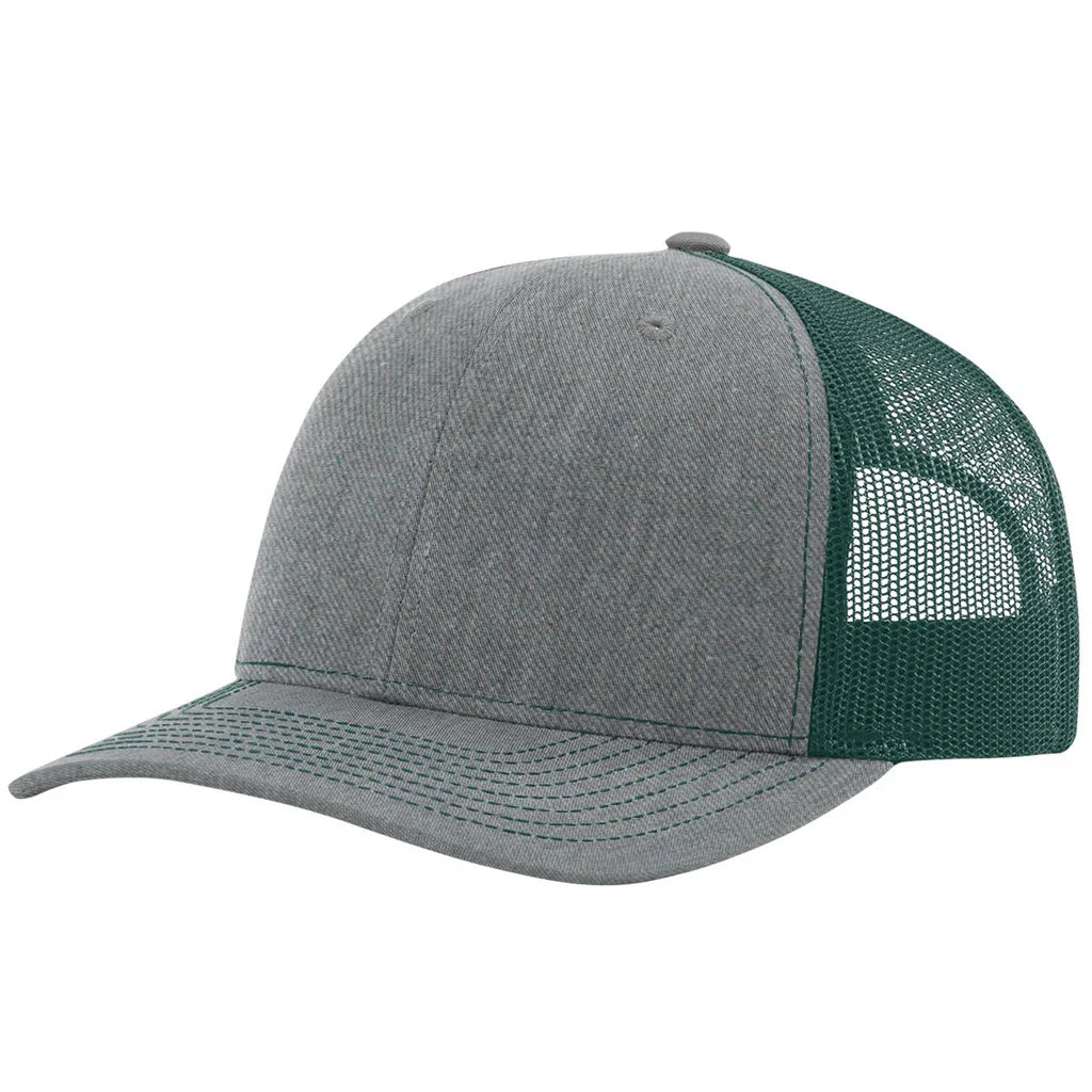 Richardson 112 Classic 6-Panel Trucker Hat – Heather Grey/Dark Green - Customized with Your Logo