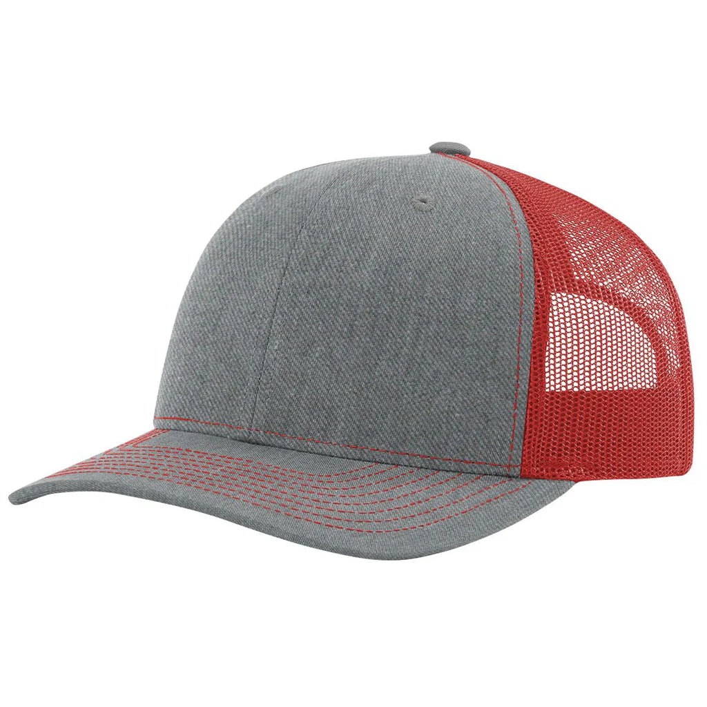 Richardson 112 Classic 6-Panel Trucker Hat – Heather Grey/Red- Customized with Your Logo