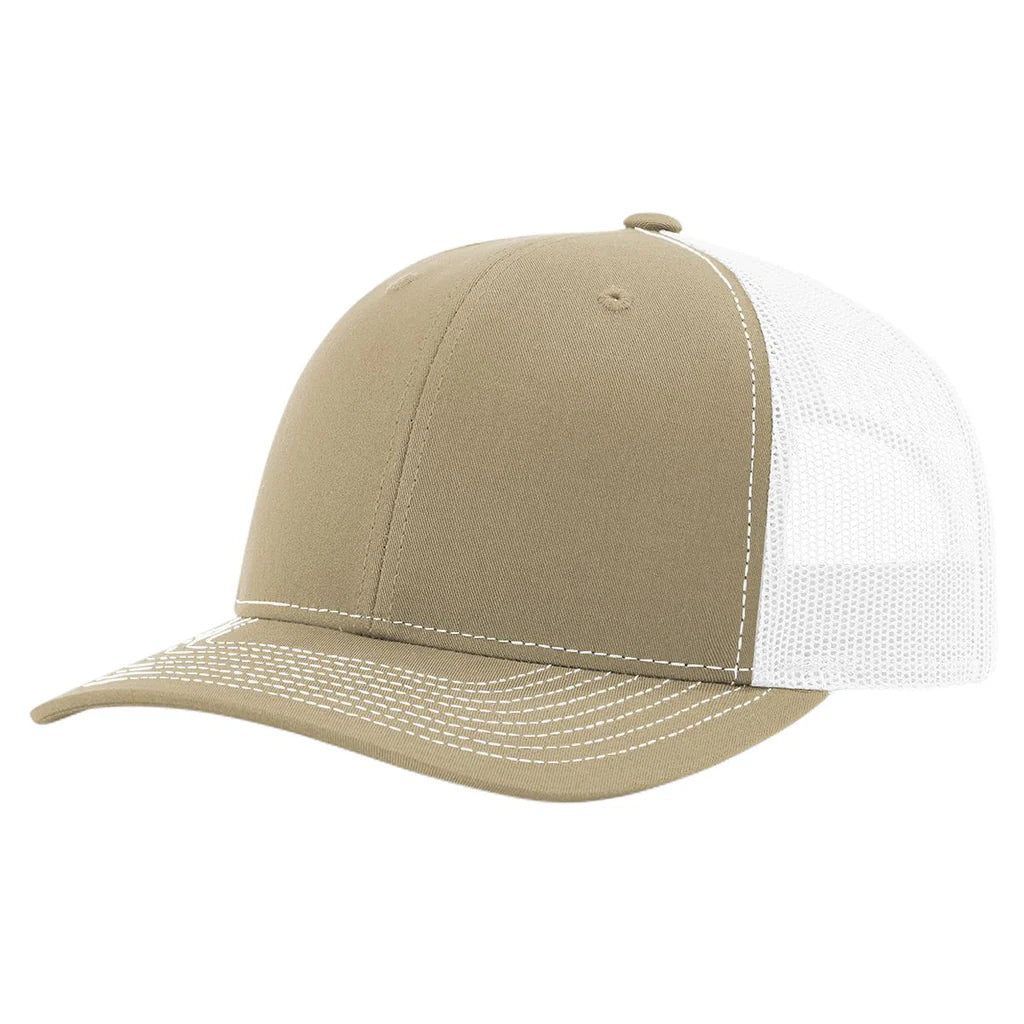 Richardson 112 Classic 6-Panel Trucker Hat –  Khaki/White - Customized with Your Logo