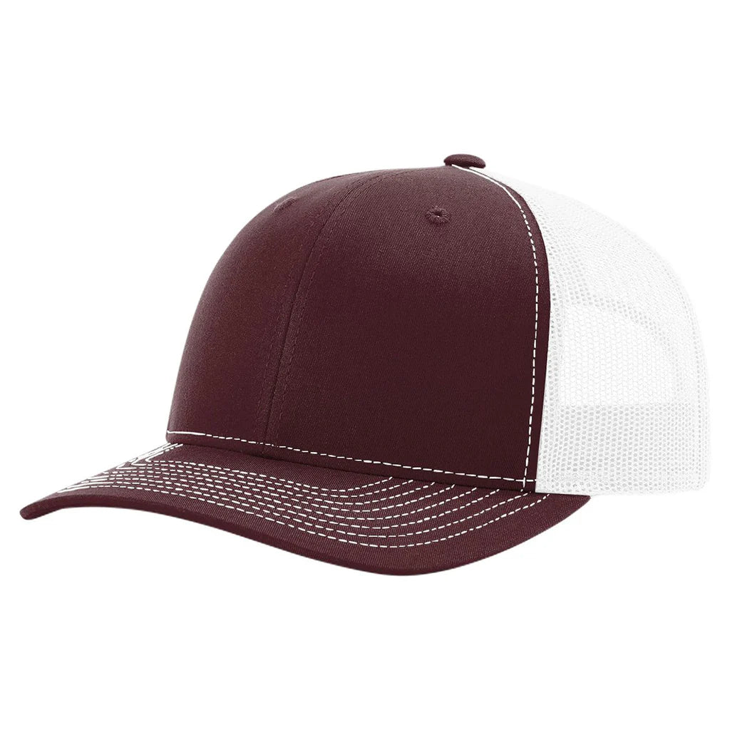 Richardson 112 Classic 6-Panel Trucker Hat – Maroon/White - Customized with Your Logo
