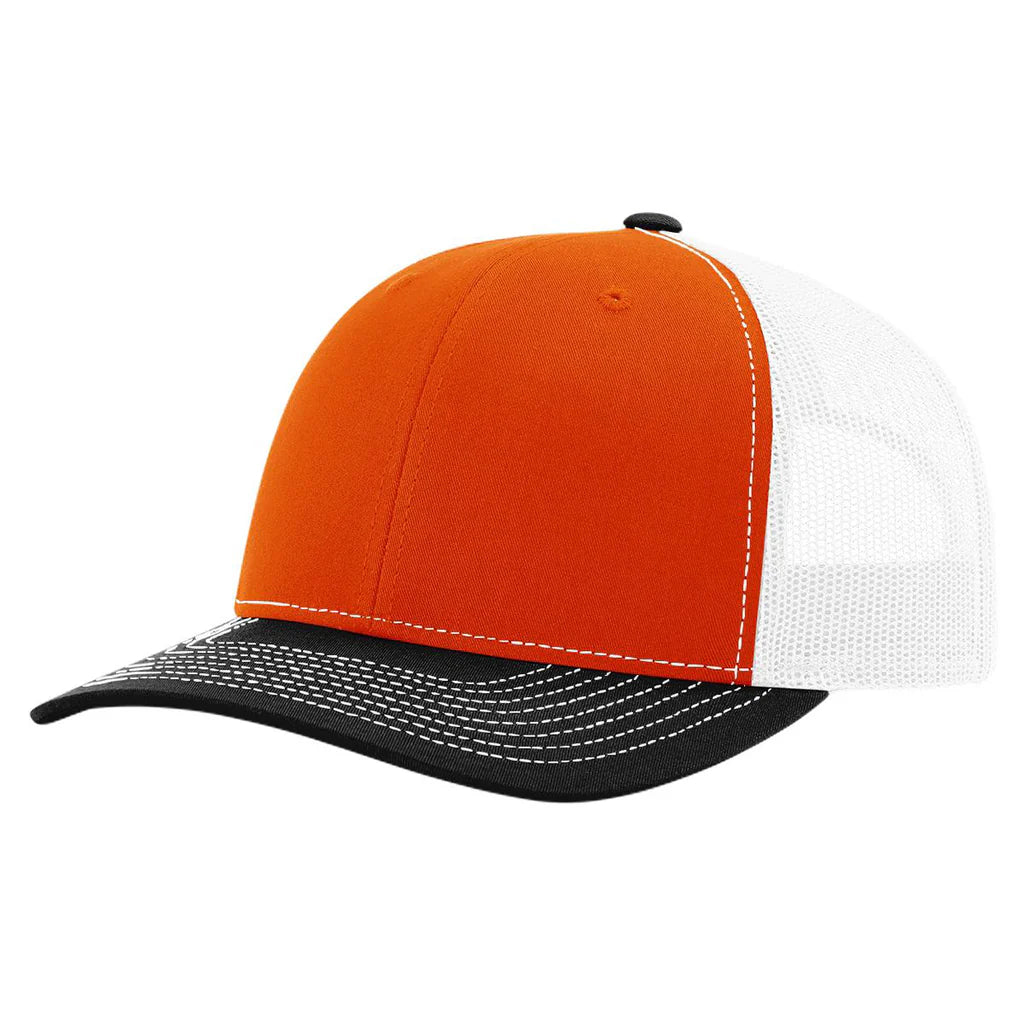 Richardson 112 Classic 6-Panel Trucker Hat –  Orange/White/Black - Customized with Your Logo