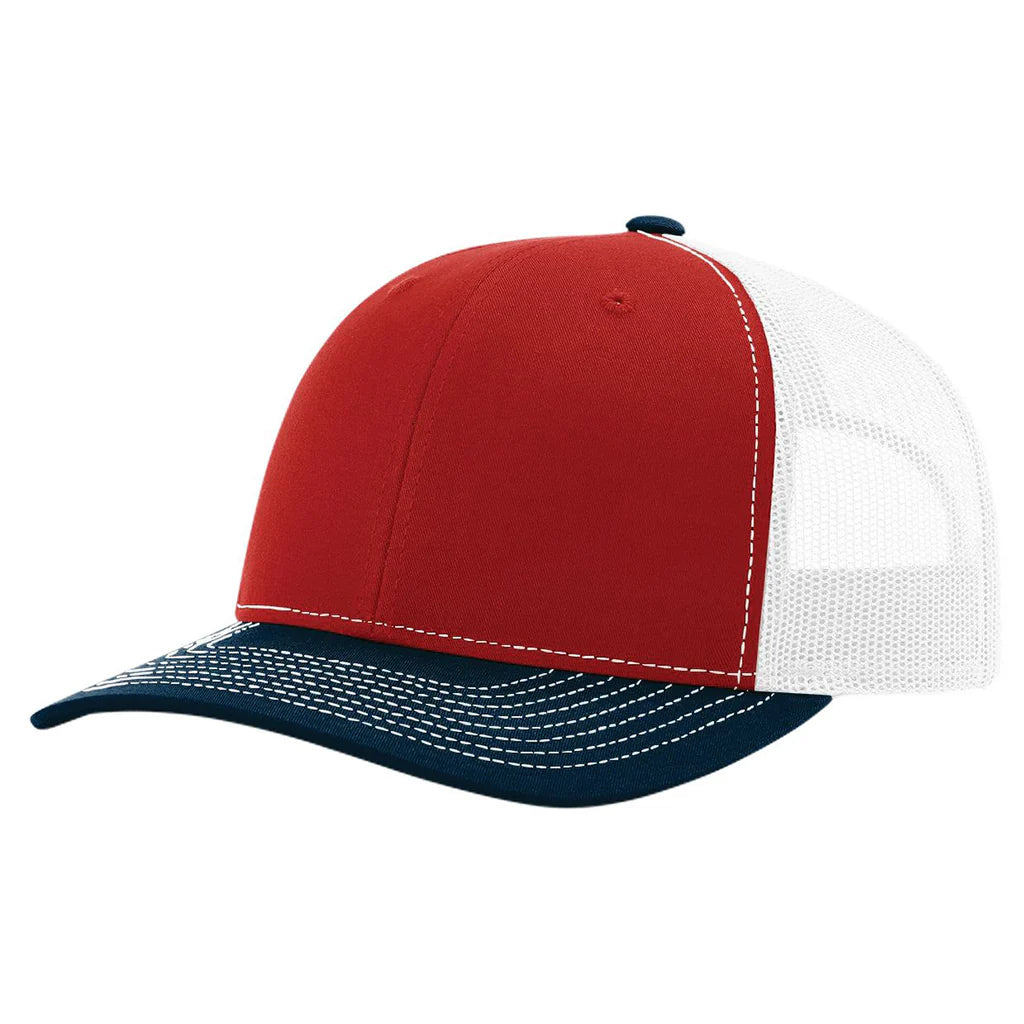 Richardson 112 Classic 6-Panel Trucker Hat –  Red/White/Navy - Customized with Your Logo