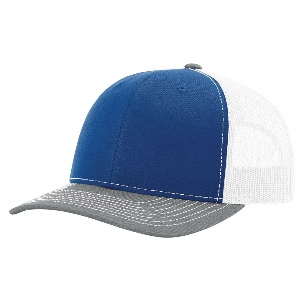 Richardson 112 Classic 6-Panel Trucker Hat – Royal/White/Heather Grey - Customized with Your Logo