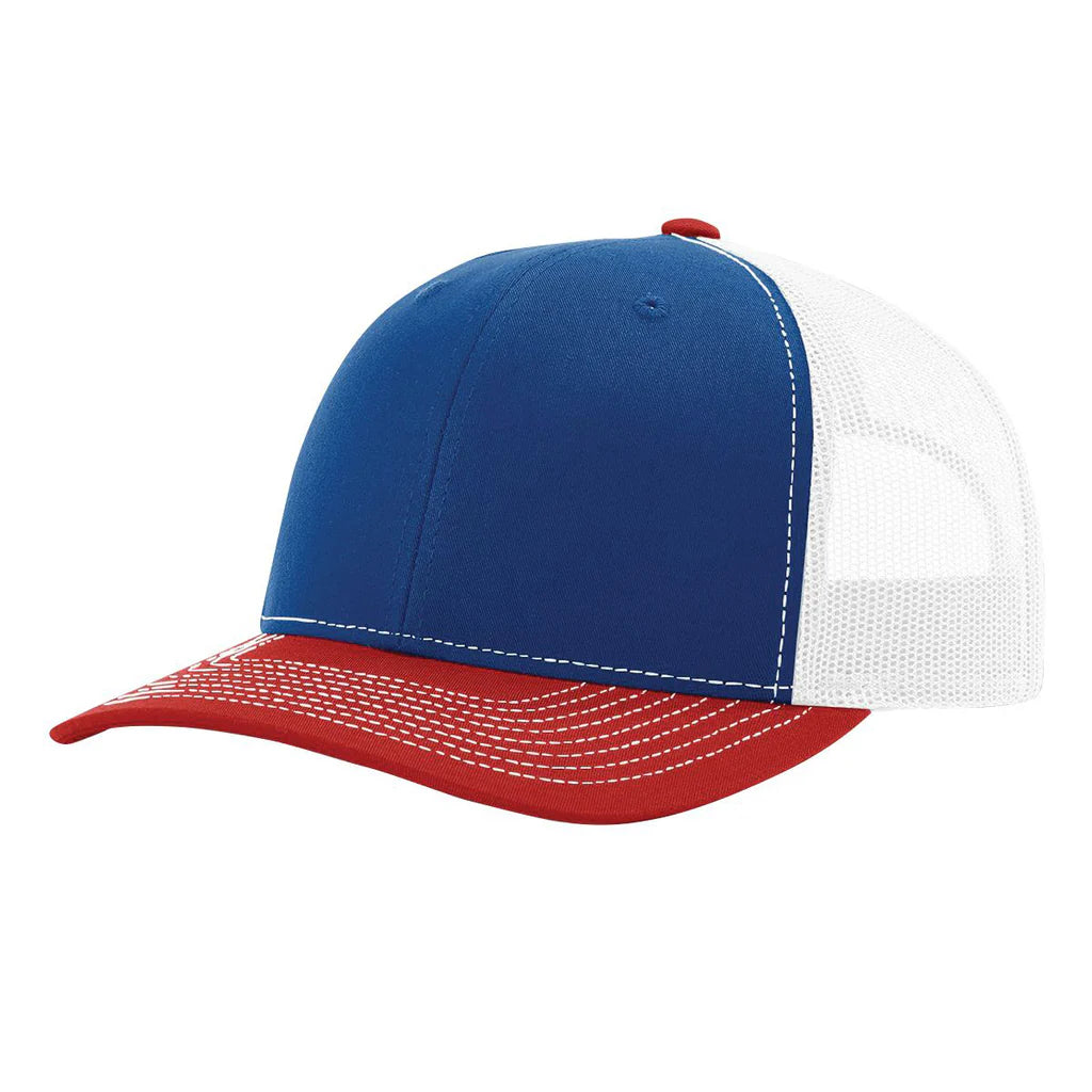 Richardson 112 Classic 6-Panel Trucker Hat – Royal/White/Red- Customized with Your Logo