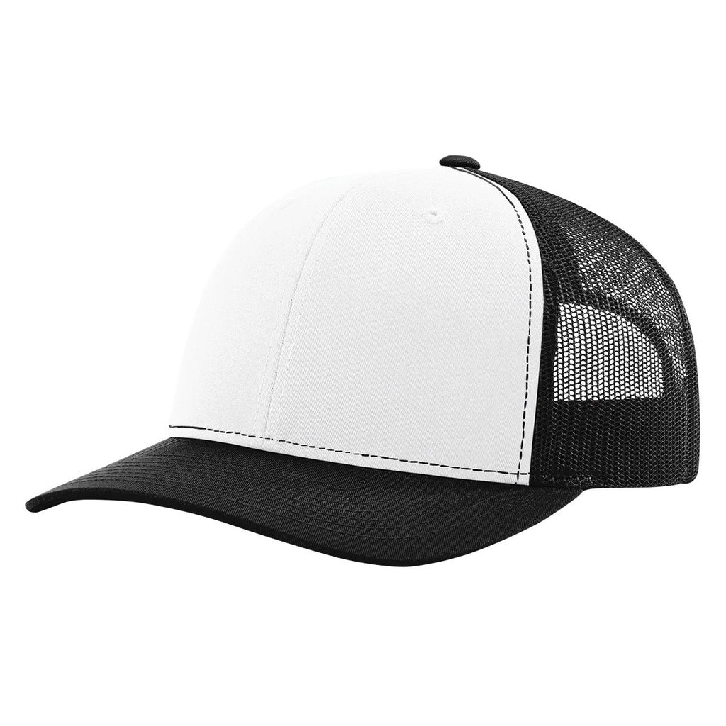 Richardson 112 Classic 6-Panel Trucker Hat – White/Black - Customized with Your Logo