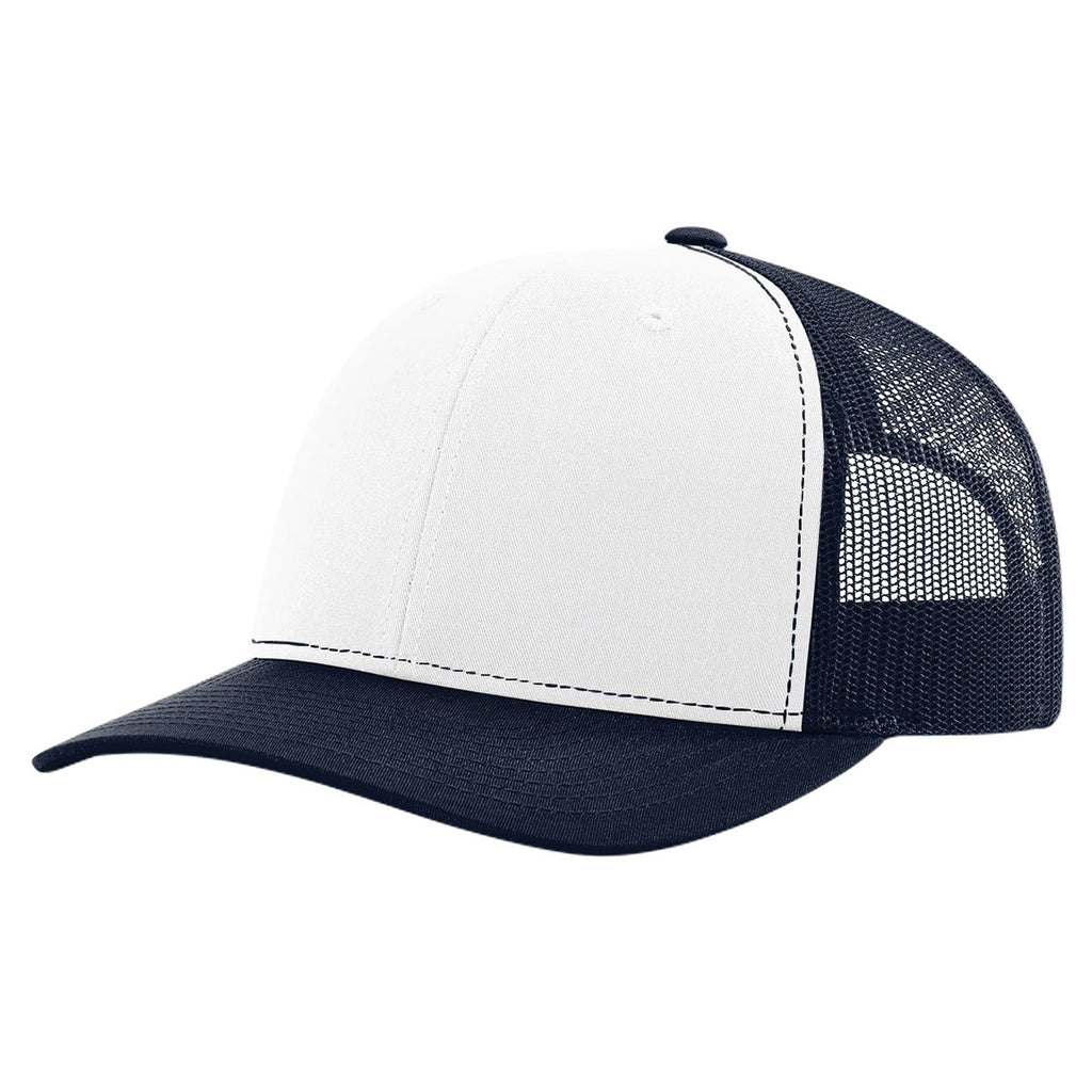 Richardson 112 Classic 6-Panel Trucker Hat – White/Navy - Customized with Your Logo