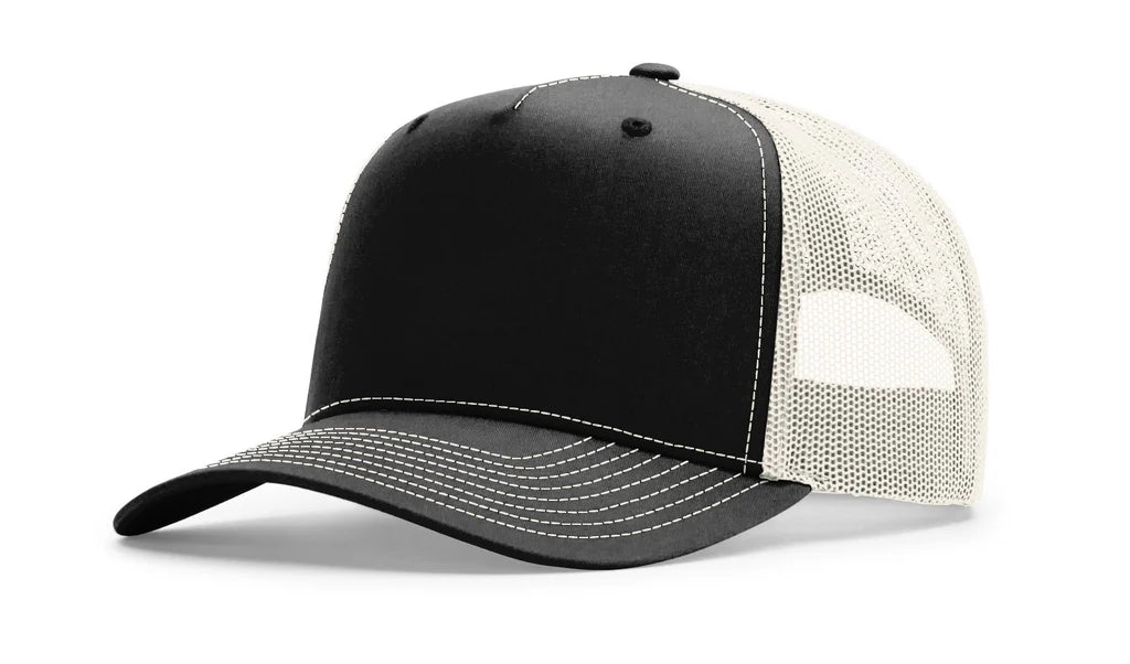 Richardson 112FPC Five Panel Champ Trucker Hat – Black/Birch - Customized with Your Logo