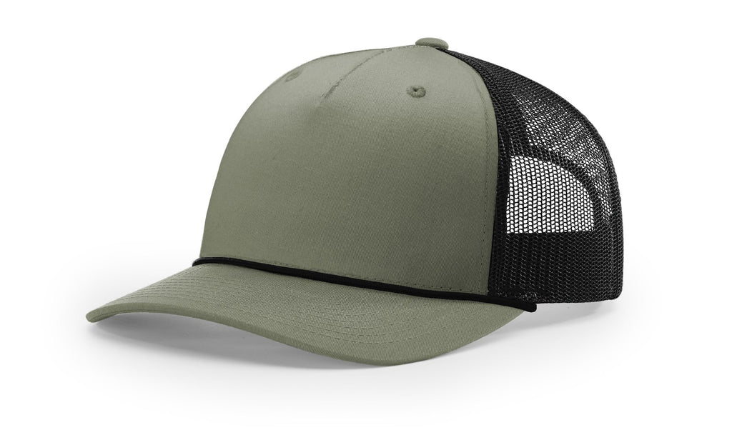 Richardson 112FPR Five Panel Rope Hat – Loden/Black/Black - Customized with Your Logo