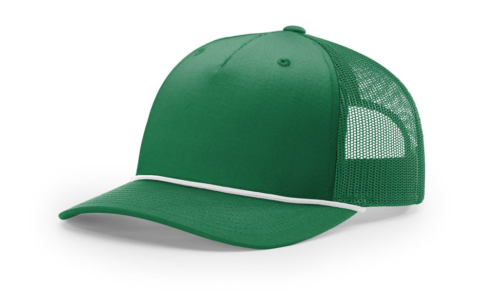 Richardson 112FPR Five Panel Rope Hat – Kelly/White - Customized with Your Logo