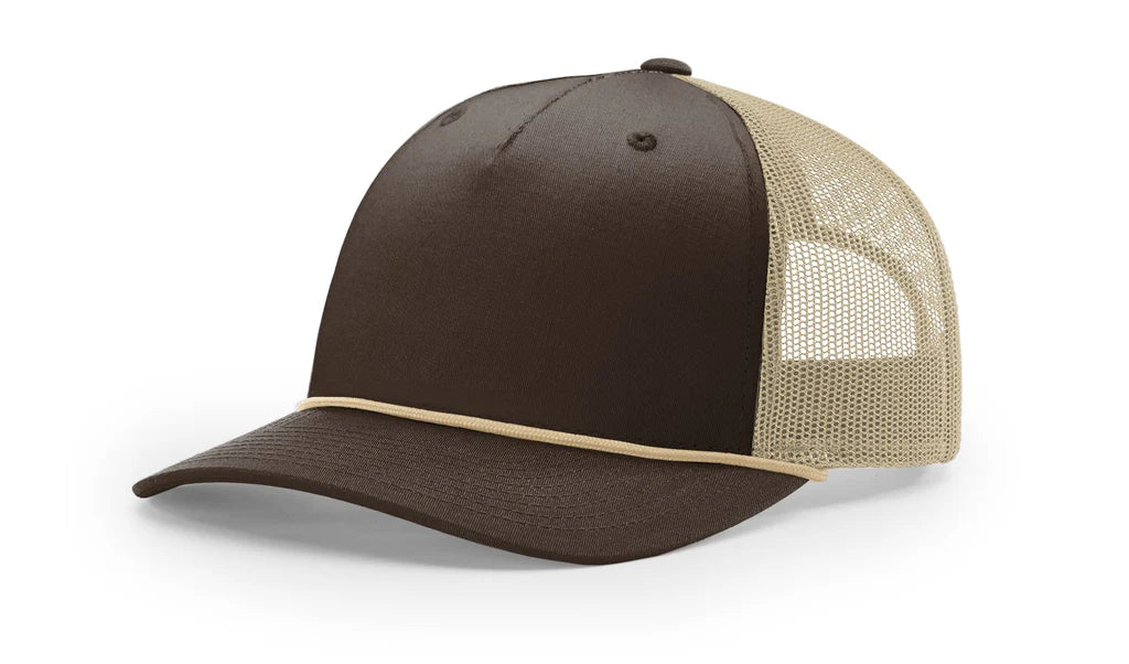 Richardson 112FPR Five Panel Rope Hat – Brown/Khaki/Khaki - Customized with Your Logo