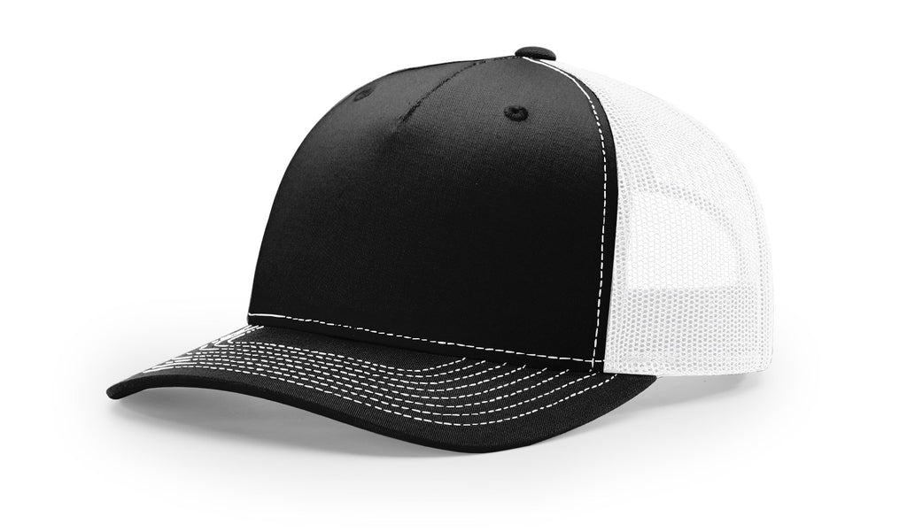 Richardson 112 FP  5-Panel Trucker Hat – Black/White - Customized with Your Logo