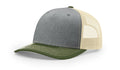 Richardson 112 FP  5-Panel Trucker Hat –  Heather Grey/Birch/Army Olive - Customized with Your Logo