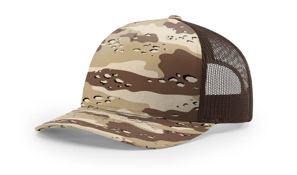Richardson 112 PFP  5-Panel Trucker Hat – Desert Camo/Brown - Customized with Your Logo