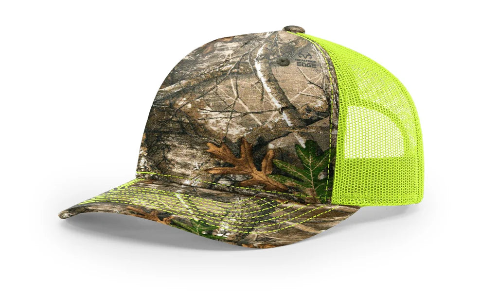 Richardson 112 PFP  5-Panel Trucker Hat – Realtree Edge/Neon Yellow - Customized with Your Logo