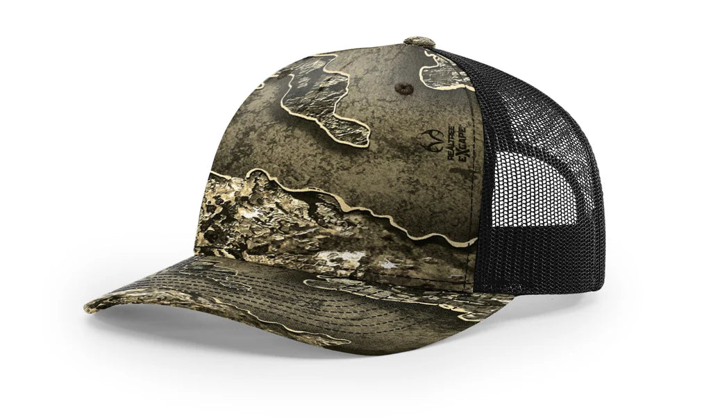 Richardson 112 PFP  5-Panel Trucker Hat – Realtree Escape/Black - Customized with Your Logo
