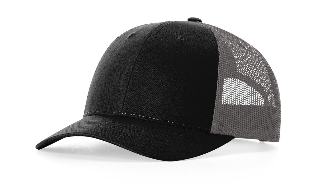 Richardson 115 Low Profile Trucker Hat –  Black/Charcoal - Customized with Your Logo